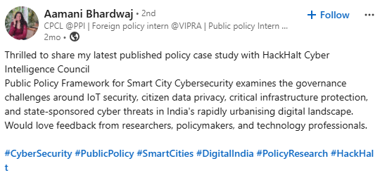 Cybersecurity Intern Feedback Testimonial
